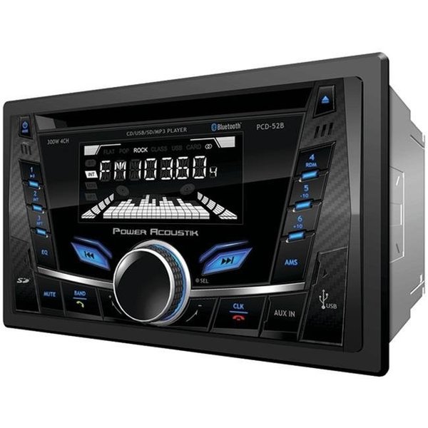 Power Acoustik Power Acoustik PCD-52B Double-DIN In-Dash CD-MP3 AM-FM Receiver with Bluetooth & USB Playback; Black PCD-52B